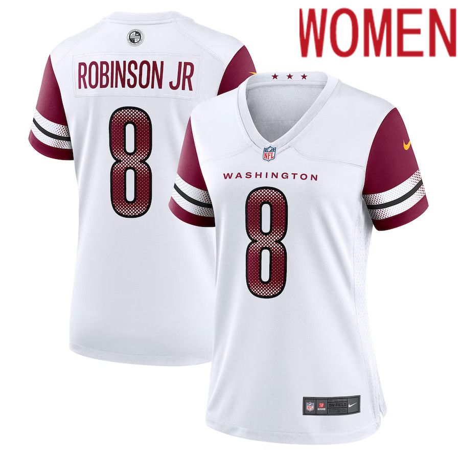 Women Washington Commanders #8 Brian Robinson Jr. Nike White Away Game Player NFL Jersey->women nfl jersey->Women Jersey